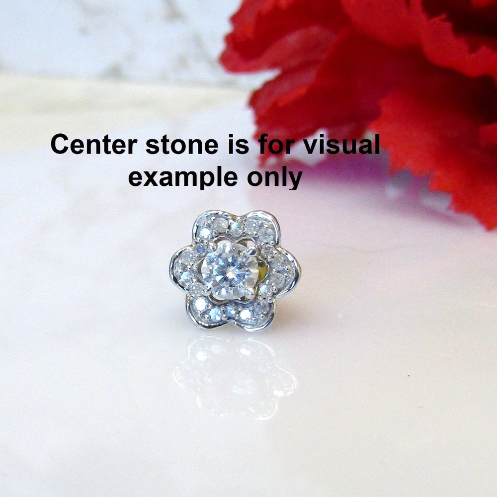 Diamond Flower Earring Enhancer Jackets 10k White Gold Natural Genuine Real - Picture 2 of 9